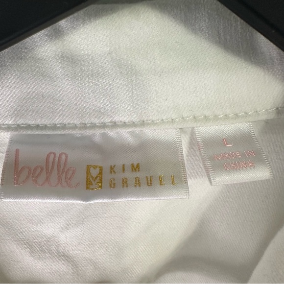 Belle by Kim Gravel Women’s White Short Sleeve Denim Jacket – Size Large - Picture 4 of 5